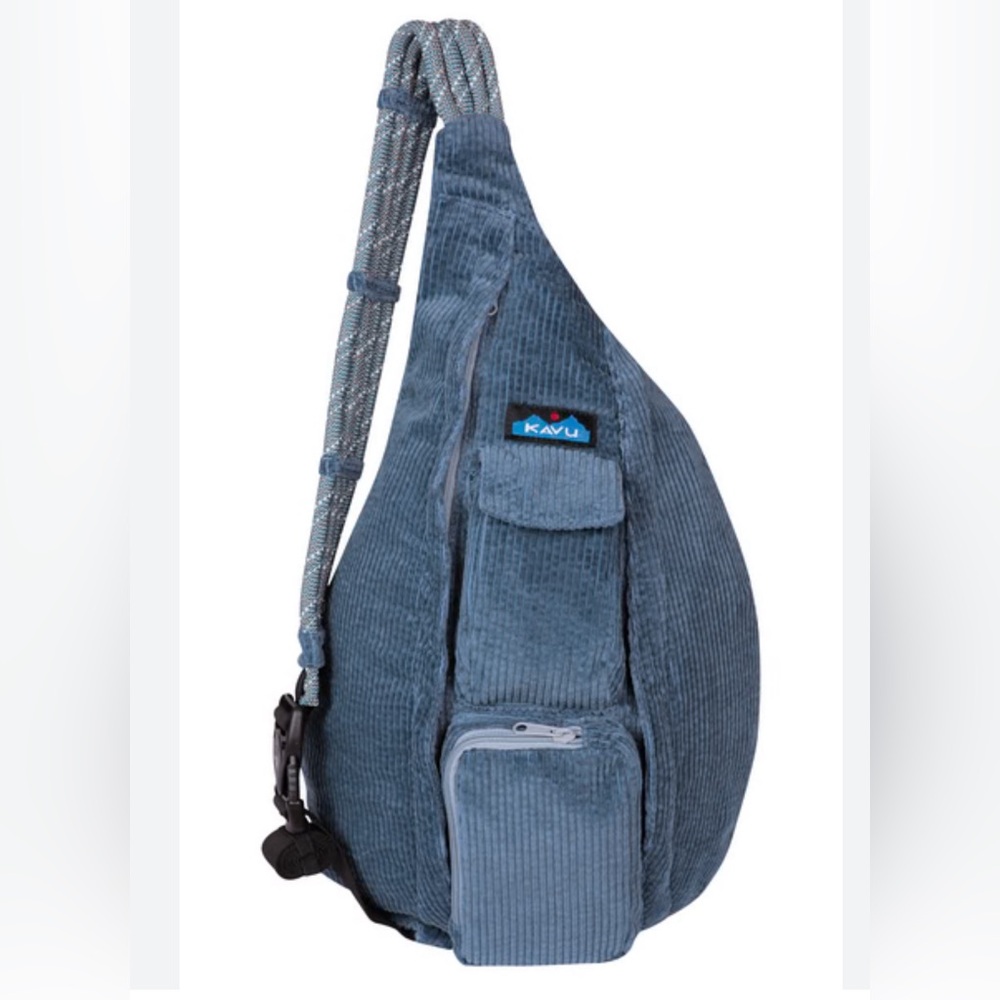 KAVU Mini Rope Bag Blue Corduroy Sling Bag EUC